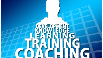 graphic with words: knowledge, learning, training, coaching for video for professional development article