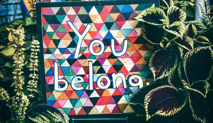 patchwork art/quilt that says You Belong for article on college students' sense of belonging